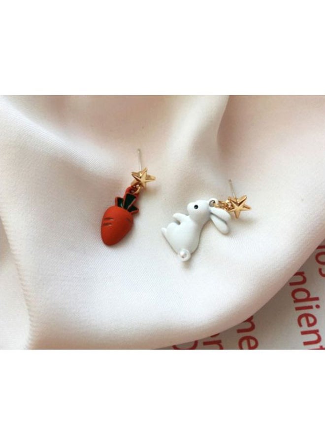 جونسون آند جونسون حلق أذن متدلي من الفضة الإسترليني عيار 925 على شكل أرنب وجزرة - Image 3