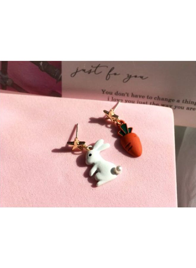 جونسون آند جونسون حلق أذن متدلي من الفضة الإسترليني عيار 925 على شكل أرنب وجزرة - Image 5