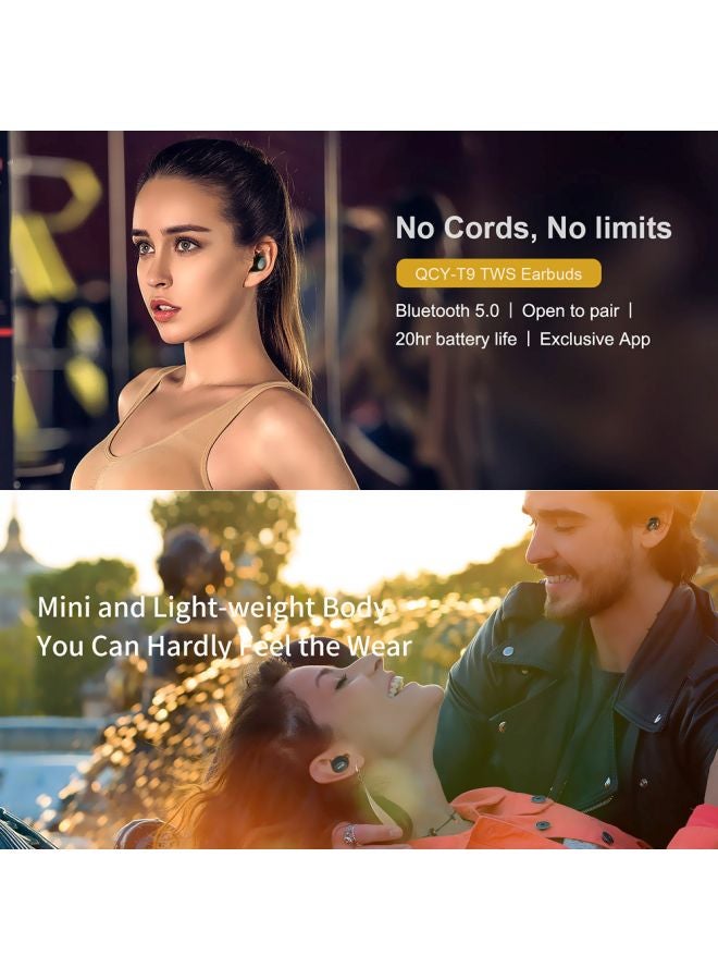 كيو سي واي سماعة أذن داخلية لاسلكية منفصلة T9 مع علبة شحن أسود - Image 3