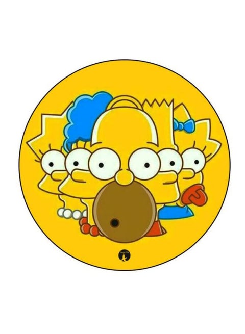 The Simpsons Printed Round Mousepad Yellow/Brown/Blue
