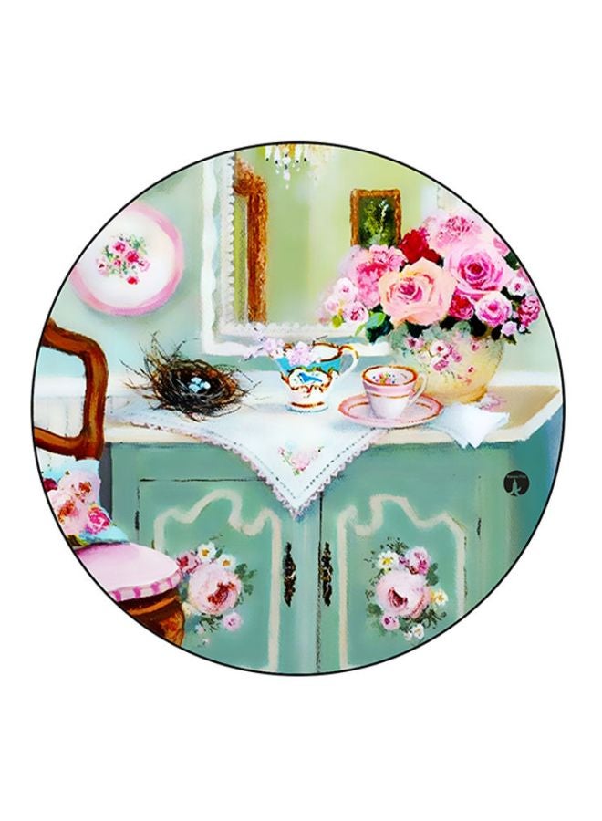 BP Floral Printed Round Mousepad Green/White/Pink