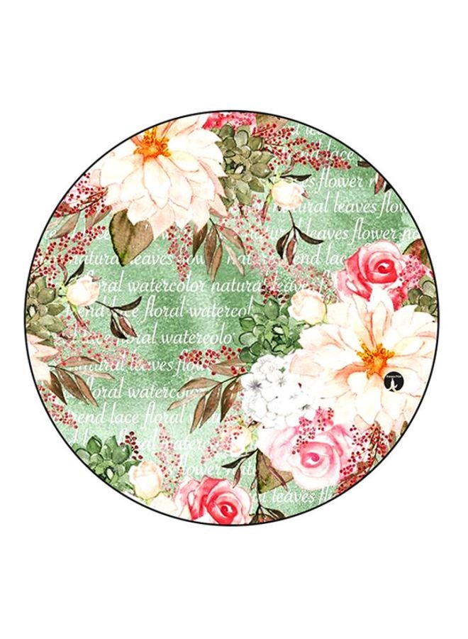 BP Flowers Round Printed Mousepad Green/Pink/Beige