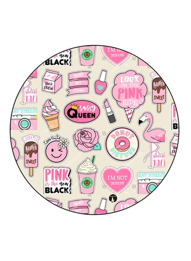 BP Printed Round Mousepad Pink/Black/Beige