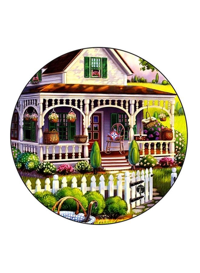 لوحة ماوس مطبوعة بتصميم فني كلاسيكي أرجواني/أخضر/أبيض