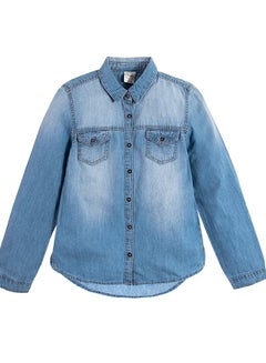 SMYK Denim Collared Neck T-Shirt Indigo  - Image 1
