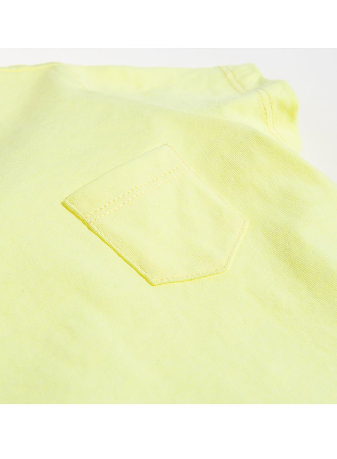 SMYK - Solid Printed Round Neck T-Shirt Yellow - Image 1