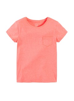 SMYK Solid Printed Round Neck T-Shirt Coral 