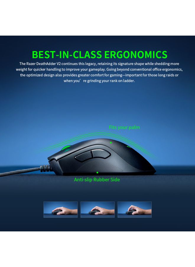 RAZER Deathadder V2 Wired Gaming Mouse Black/Green - Image 3
