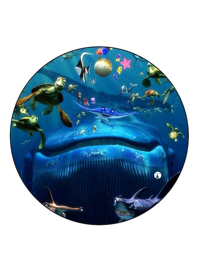 BP Fish Printed Round Mousepad Blue/Green/Purple