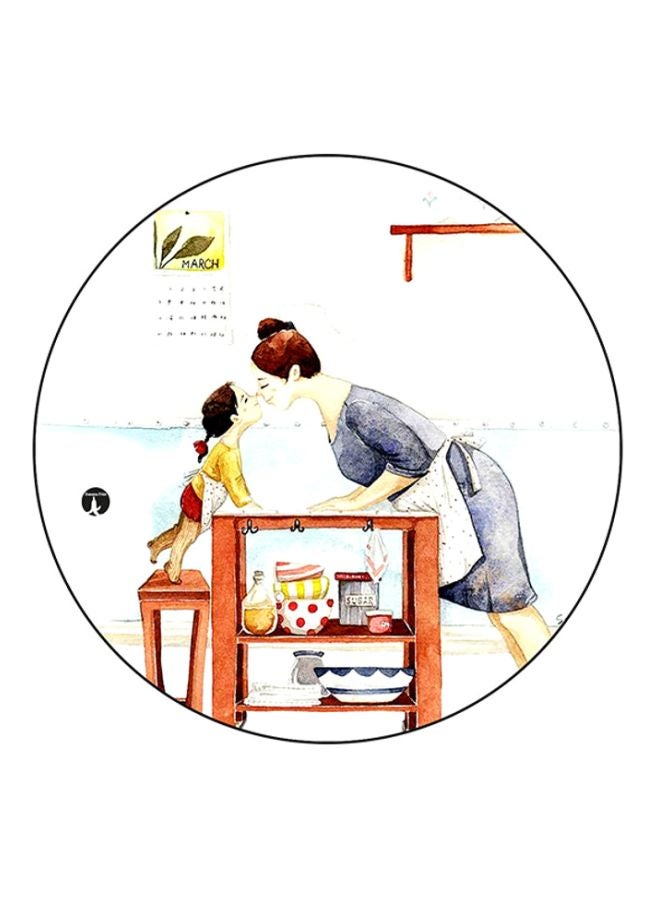 بي بي لوحة ماوس دائرية بطبعة أم وابنتها متعدد الألوان