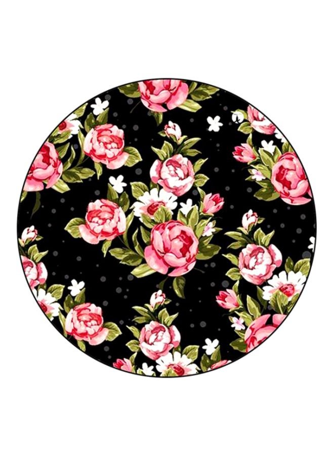 لوحة ماوس برسمة زهور أخضر/وردي/أسود