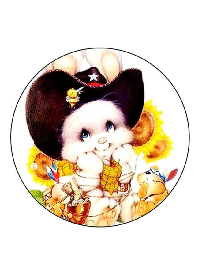 BP Printed Round Mousepad White/Yellow/Brown