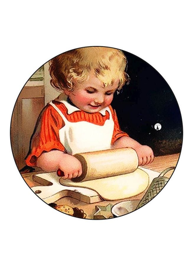 BP Girl Printed Round Mousepad White/Red/Beige