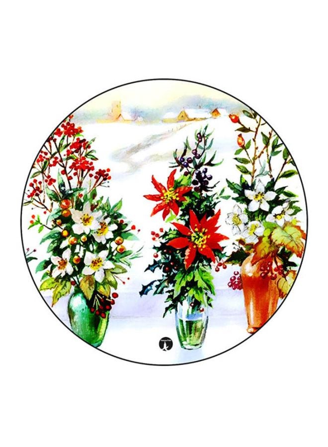 Printed Round Mousepad White/Red/Green
