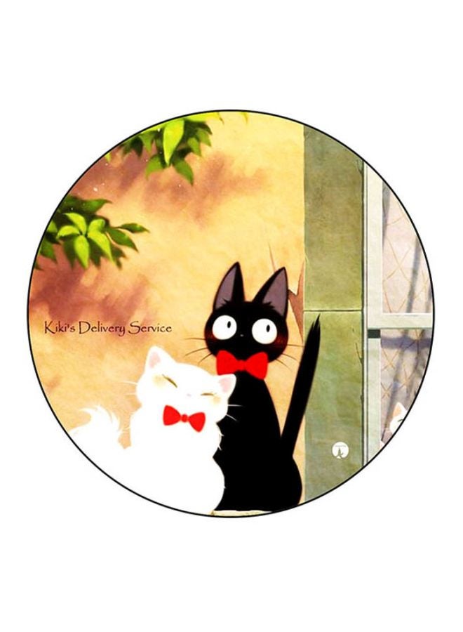 BP Cat Printed Round Mousepad Black/White/Yellow