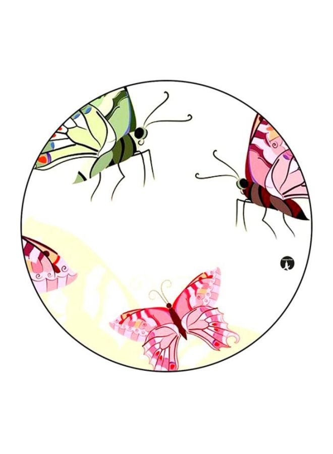 BP Butterflies Printed Round Mousepad White/Pink/Green