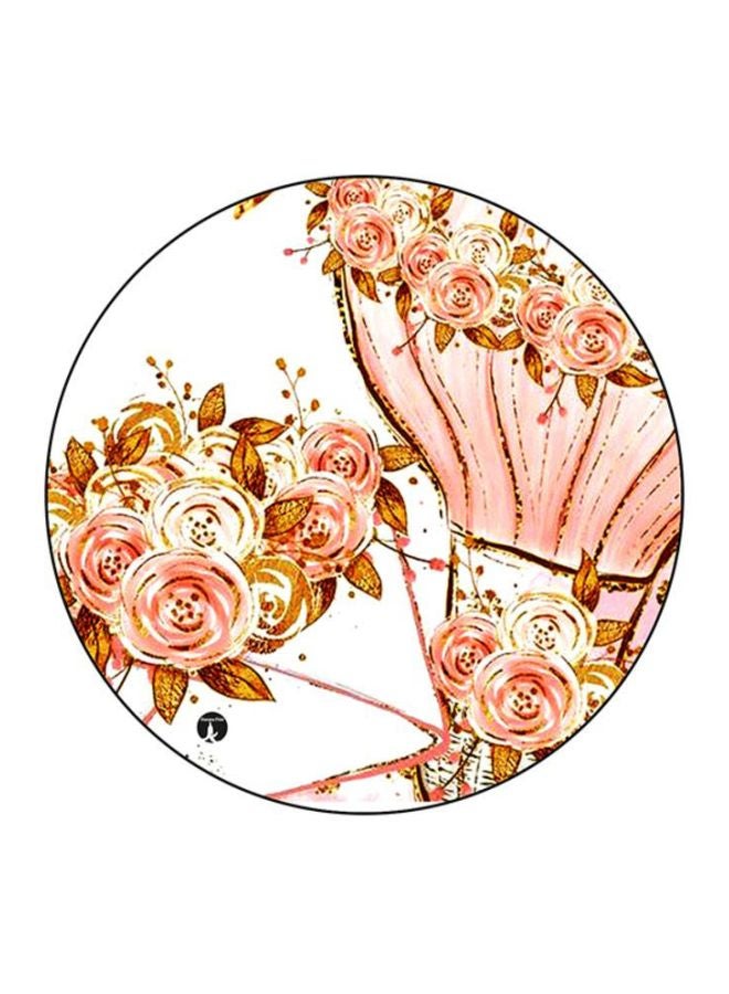 BP Flowers Printed Round Mousepad White/Beige/Yellow