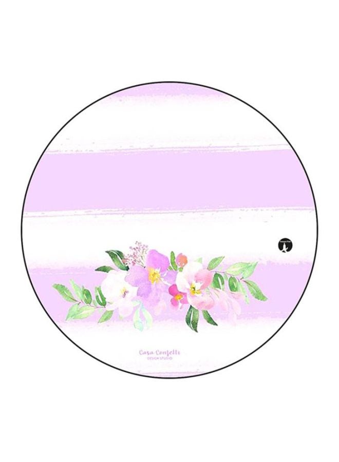 BP Flowers Printed Round Mousepad White/Pink/Green