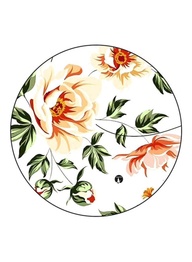 BP Floral Printed Round Mousepad White/Green/Beige