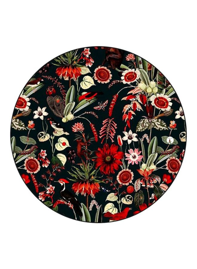 BP Floral Printed Round Mousepad Black/Red/White