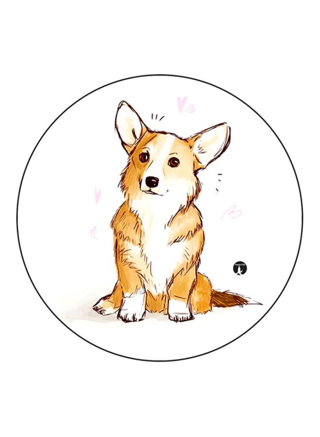 BP Dog Printed Round Mousepad White/Beige/Black