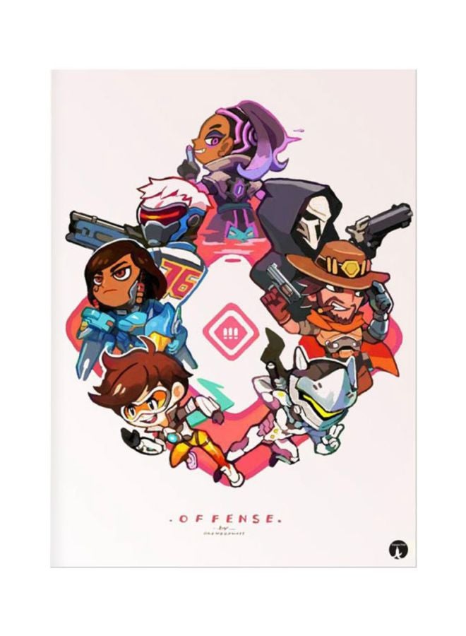 بي بي لوحة ماوس مستطيلة بطبعة من لعبة الفيديو "Overwatch" أبيض/أرجواني/وردي