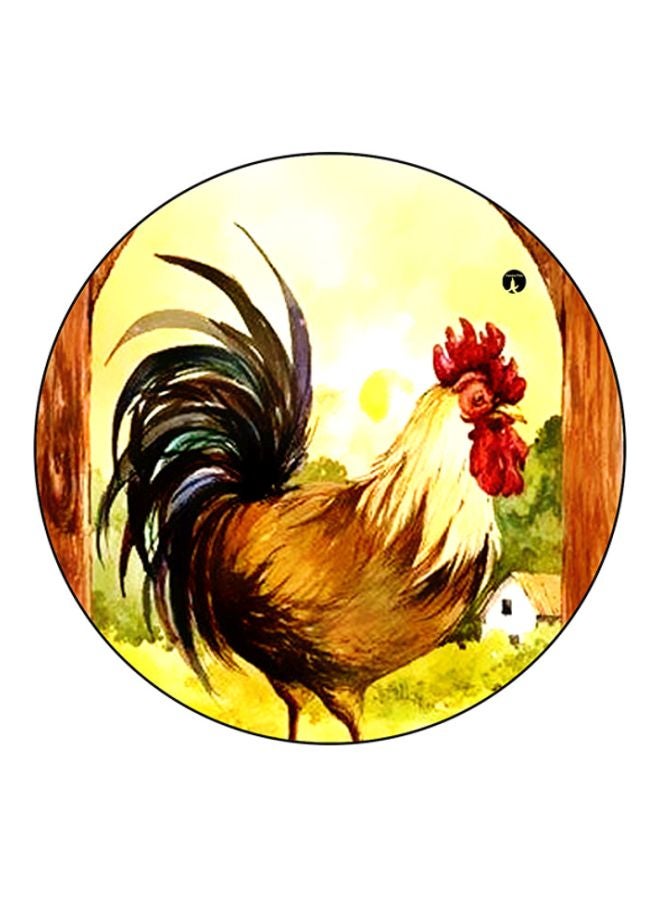 BP Rooster Printed Round Mousepad Yellow/Brown/Red