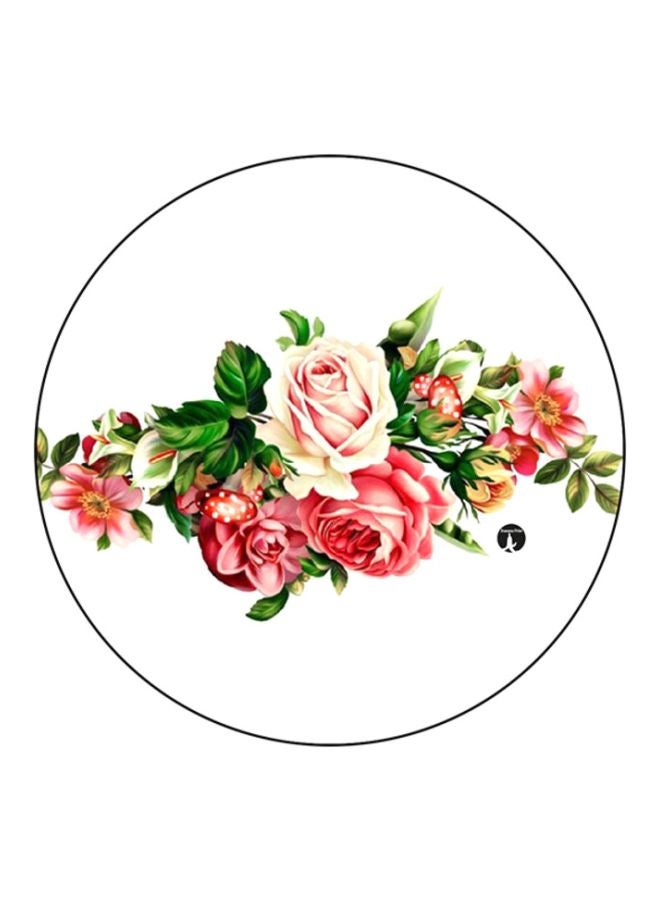 Floral Printed Round Mousepad White/Green/Pink