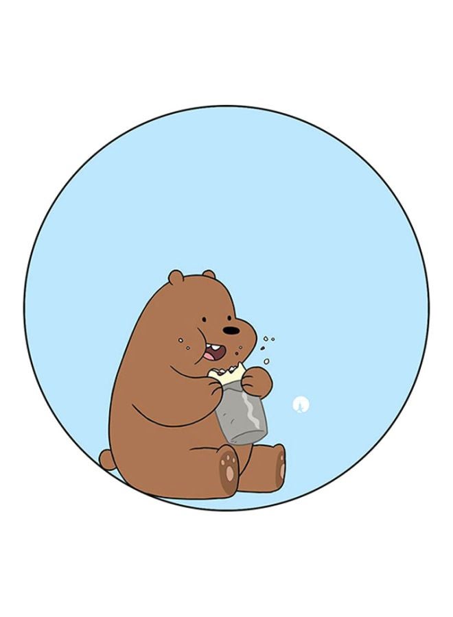 بي بي لوحة ماوس دائرية مُزينة بطبعة من مسلسل الرسوم المتحركة We Bare Bears أزرق/بني
