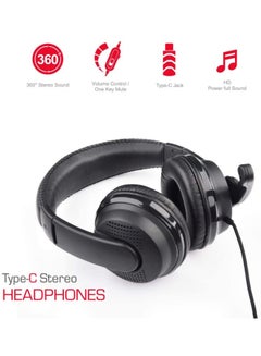 Trands Type C Wired Stereo Over Ear Headphones Black  - Image 2