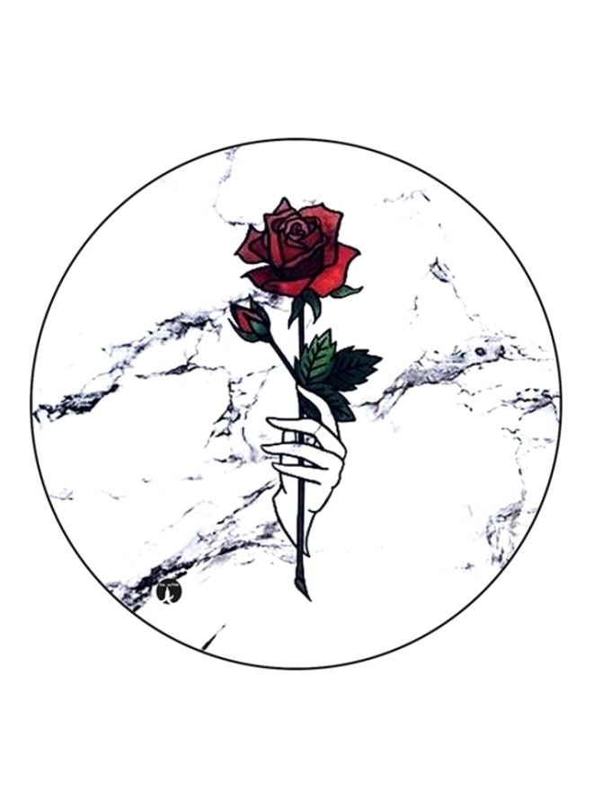 BP Floral Printed Round Mousepad White/Red/Black