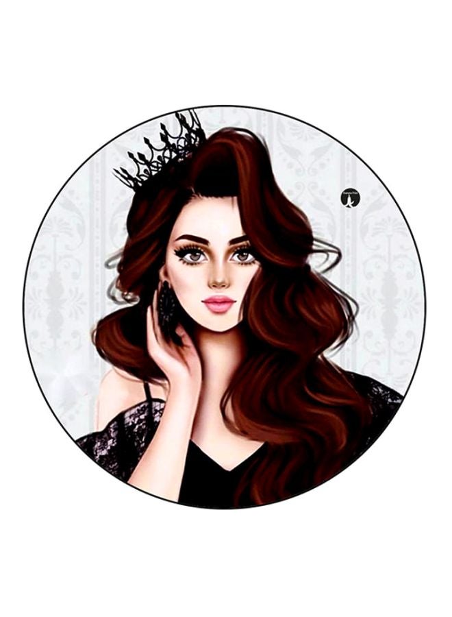 BP A Woman Printed Round Mousepad Pink/Black/Grey