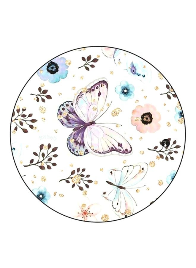 BP Butterfly Printed Round Mousepad White/Purple/Pink