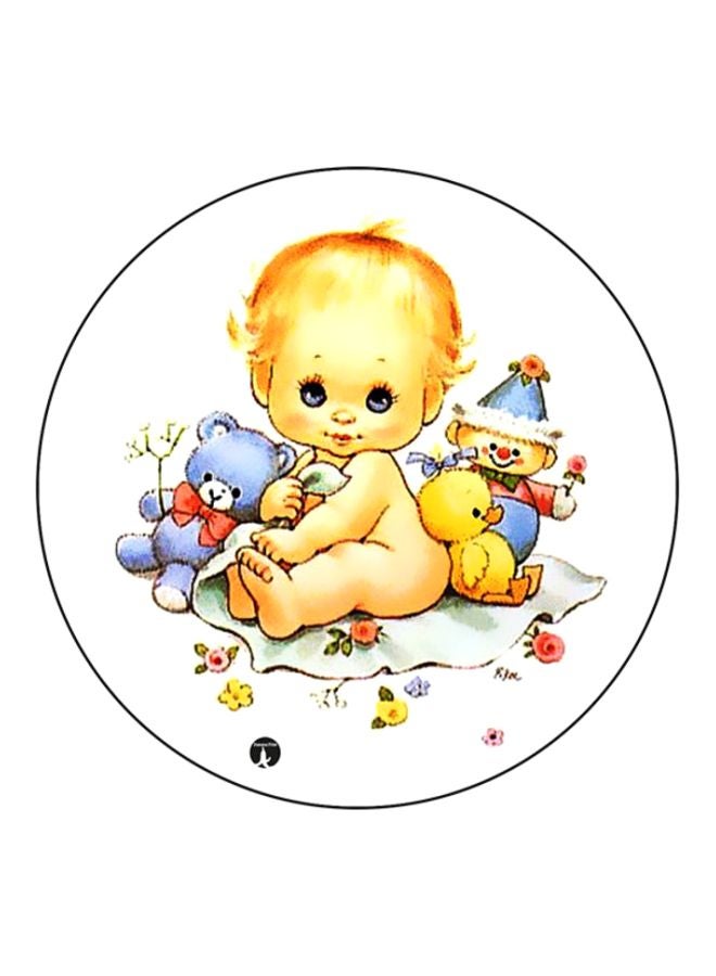 BP A Baby Printed Round Mousepad White/Yellow/Blue