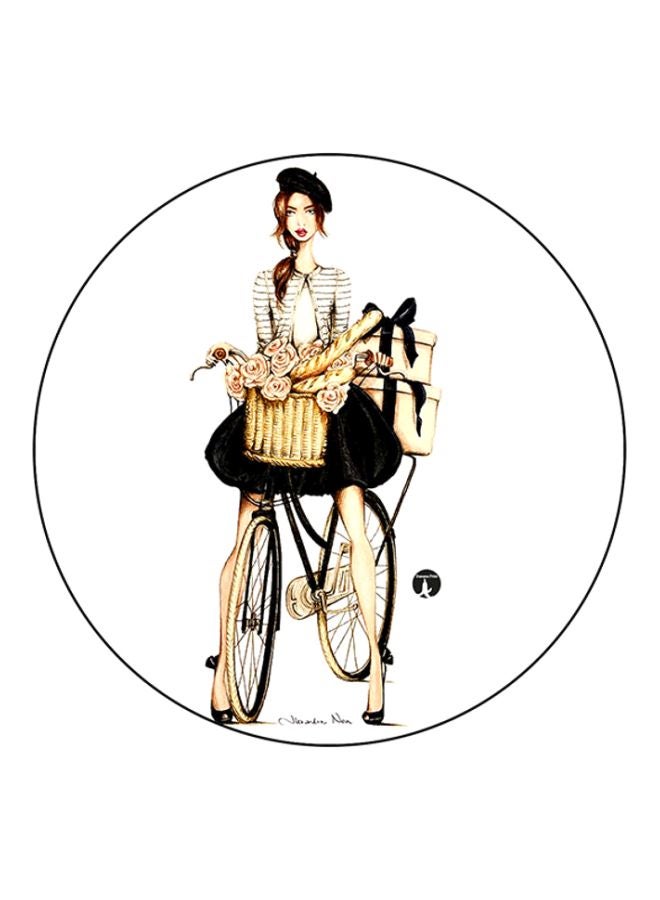 BP A Girl Printed Round Mousepad White/Beige/Black