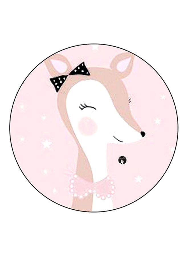 BP Deer Printed Round Mousepad Pink/White/Brown