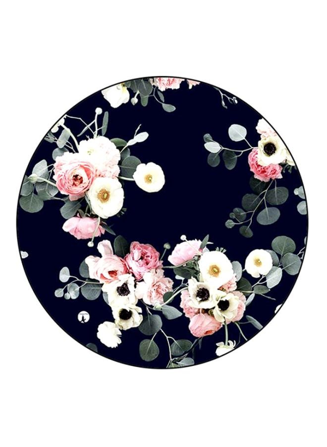 BP Flowers Printed Round Mousepad Blue/White/Green