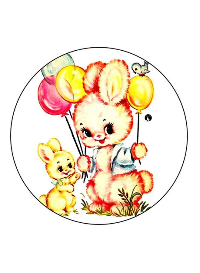 بي بي لوح ماوس بتصميم مستدير ومزين بطبعة أرنب متعدد الألوان