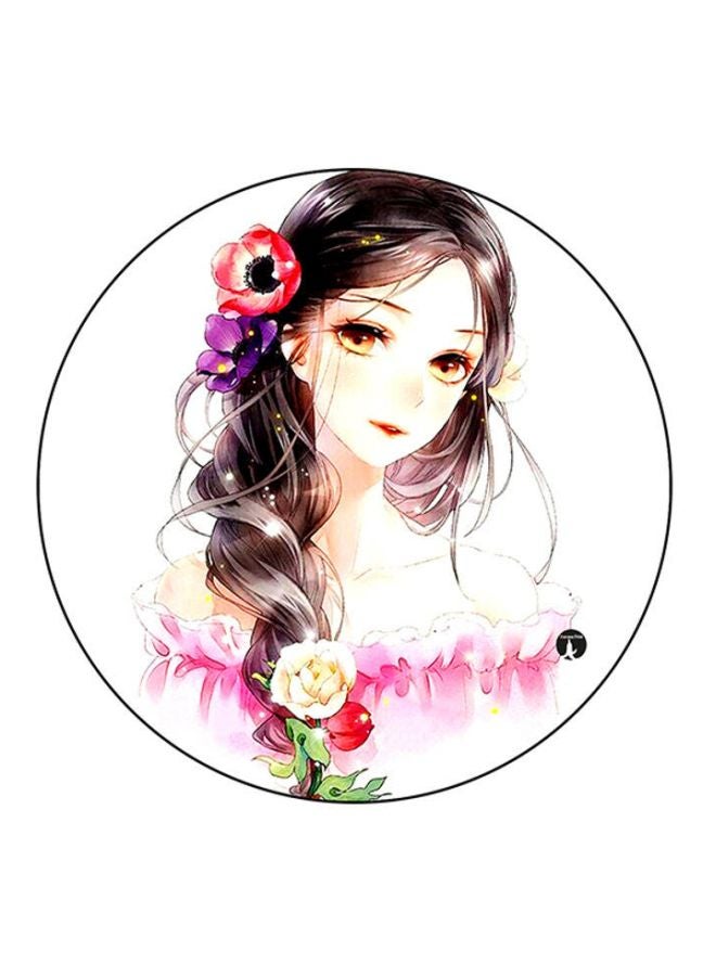 BP Girl Printed  Round Mousepad White/Beige/Brown