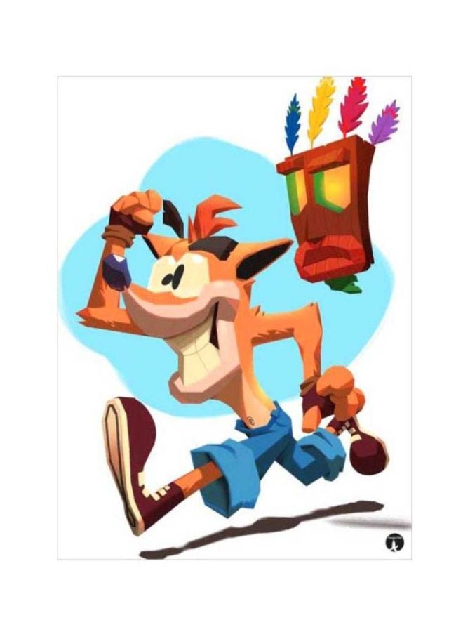 BP Crash Video Game Printed Mousepad Blue/Beige/Brown