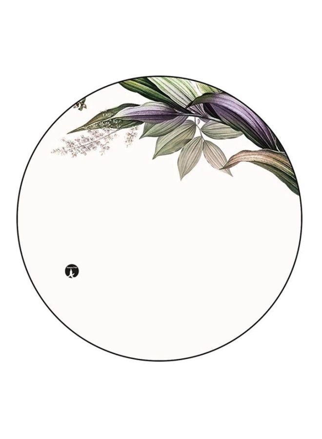 لوح ماوس بطبعة نباتات أبيض/ أخضر/ أرجواني