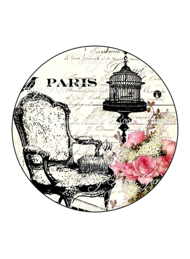 BP Vintage Art Printed Round Mousepad Off White/Black/Pink
