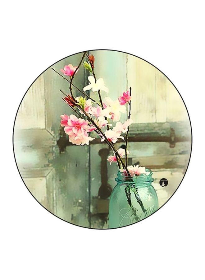BP Flowers Printed Round Mousepad Beige/Green/Pink