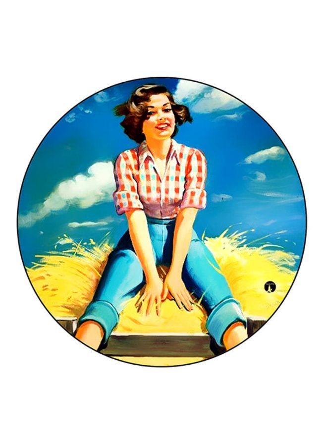 BP Printed Round Mousepad Blue/Yellow/Red