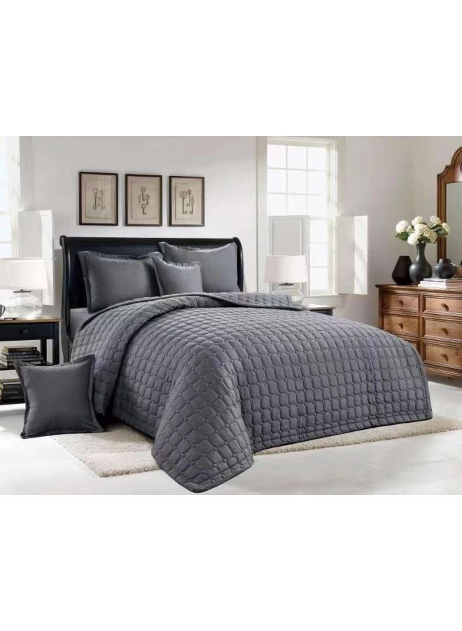 مينج لي طقم لحاف مكون من6-Piece قطع بوليستر رمادي داكن King