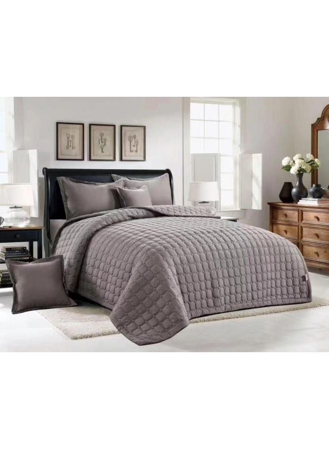 مينج لي طقم لحاف مكون من6-Piece قطع بوليستر رمادي فاتح King