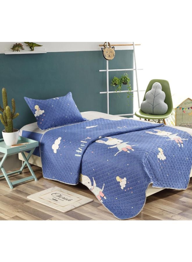 Generic 3-Piece Cartoon Printed Comforter Set Polyester Blue/White/Pink 