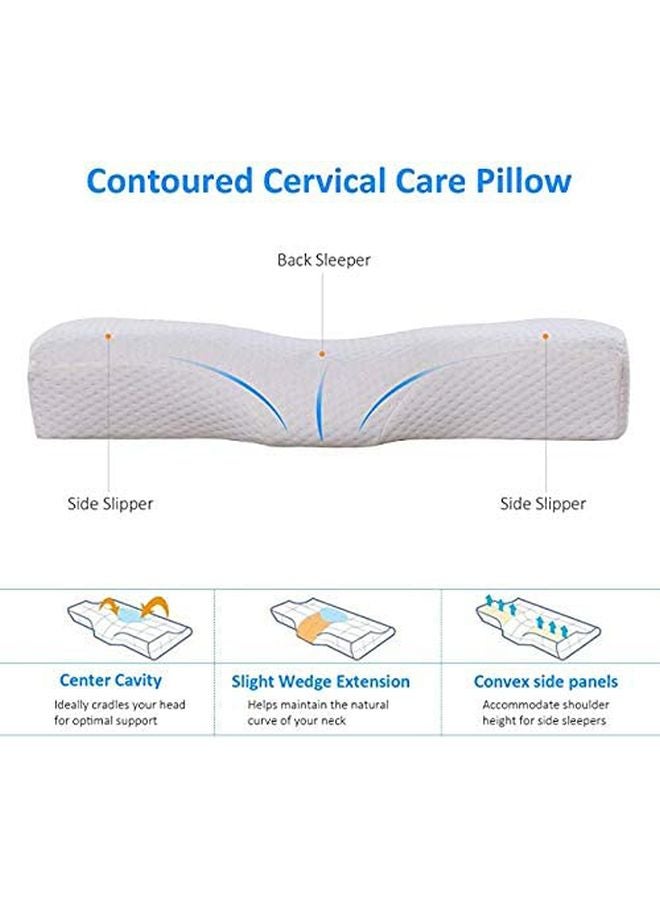 Orthopedic Sleeping Neck Pillow Memory Foam White 50x30x10cm - Image 2