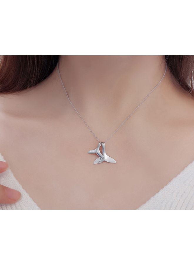 J&J 925 Sterling Silver Dolphin Tail Shaped Pendant Necklace - Image 2