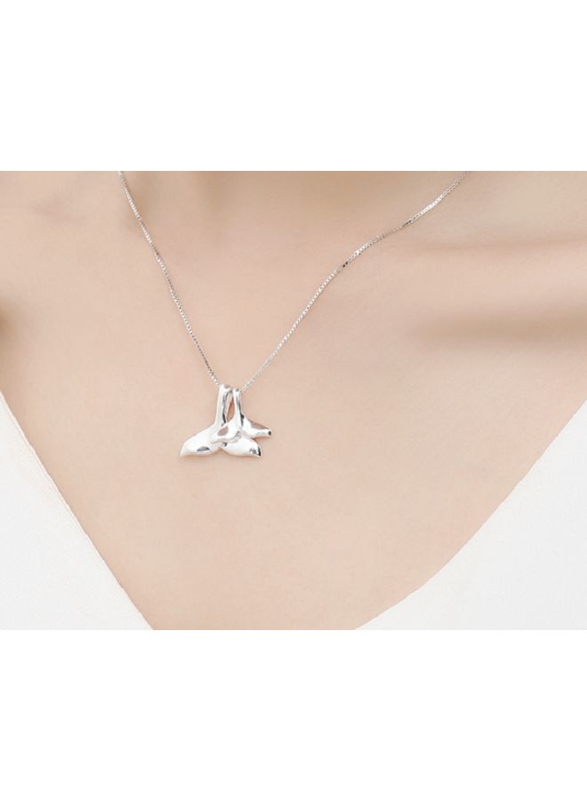 J&J 925 Sterling Silver Dolphin Tail Shaped Pendant Necklace - Image 3